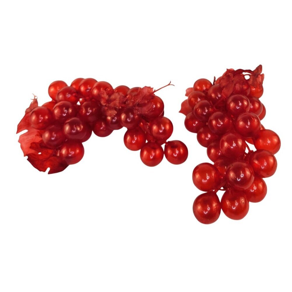 Decorative Faux Red Grapes Cluster With Leaves For Fruit Centerpiece Home Accent - Picture 7 of 10